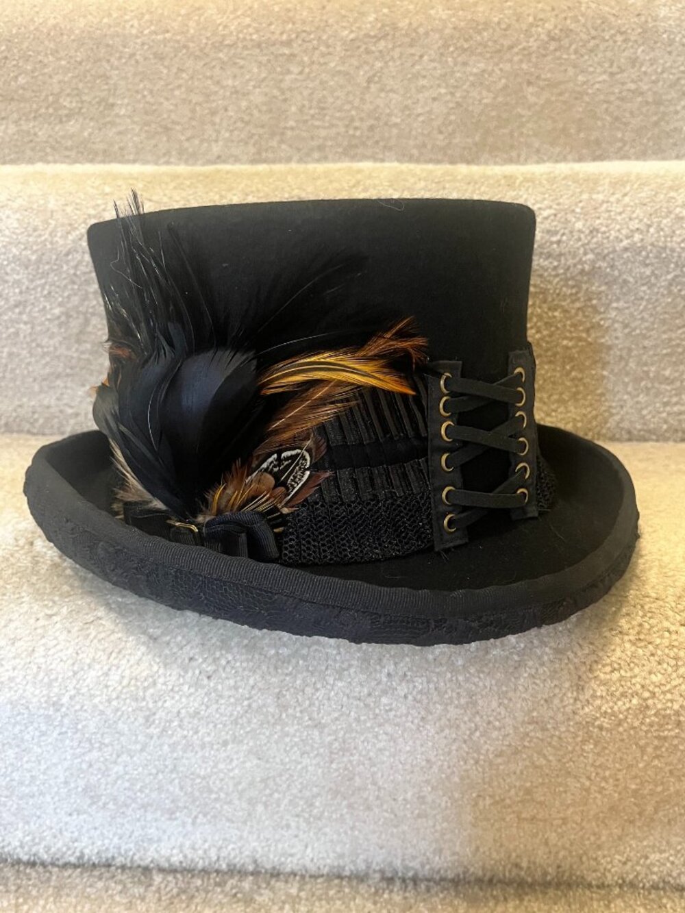 Vintage Style Goth Victorian Steampunk Wool Topper Hat
